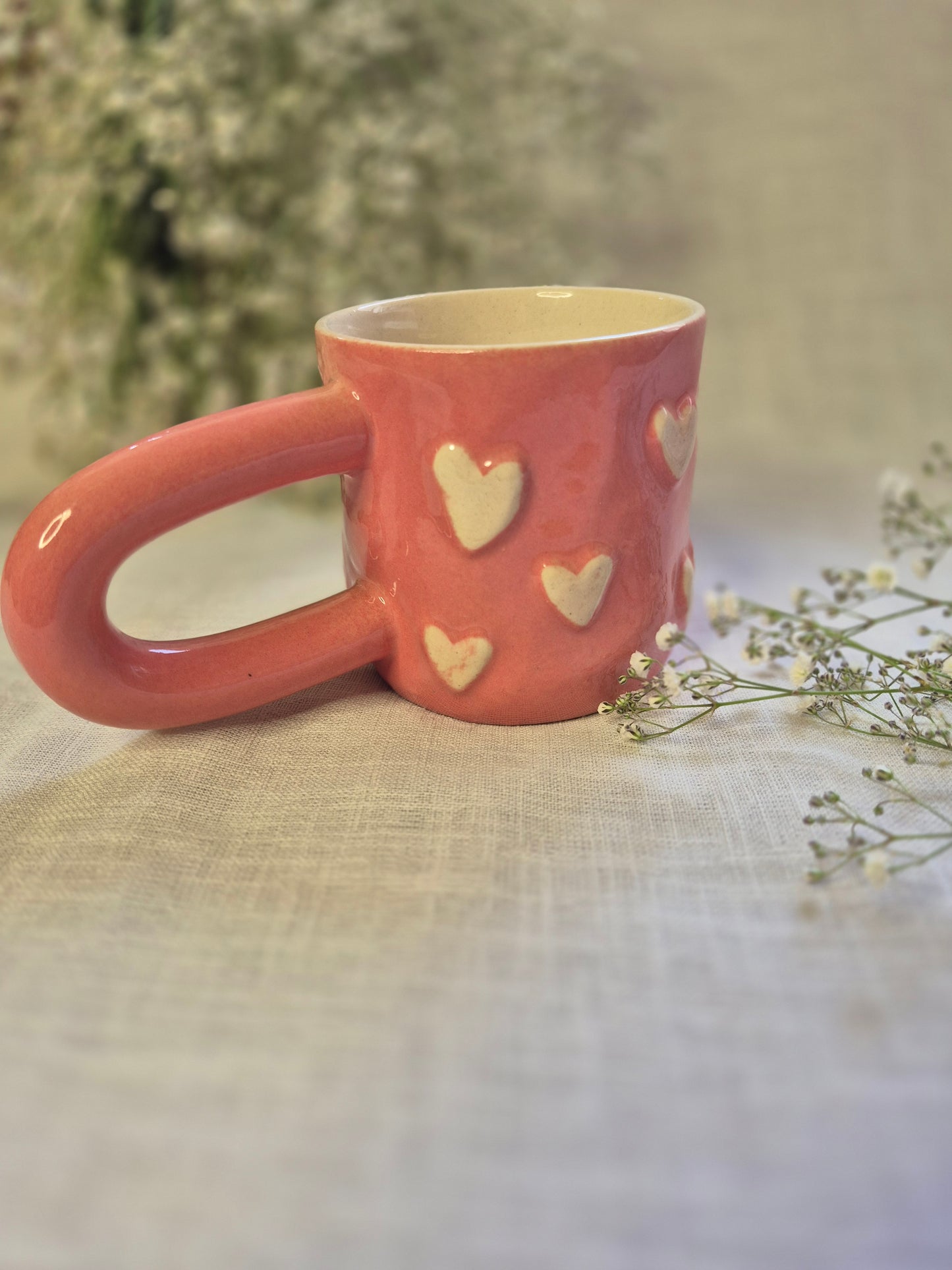 Long Handle Heart Mug – Handcrafted with Love