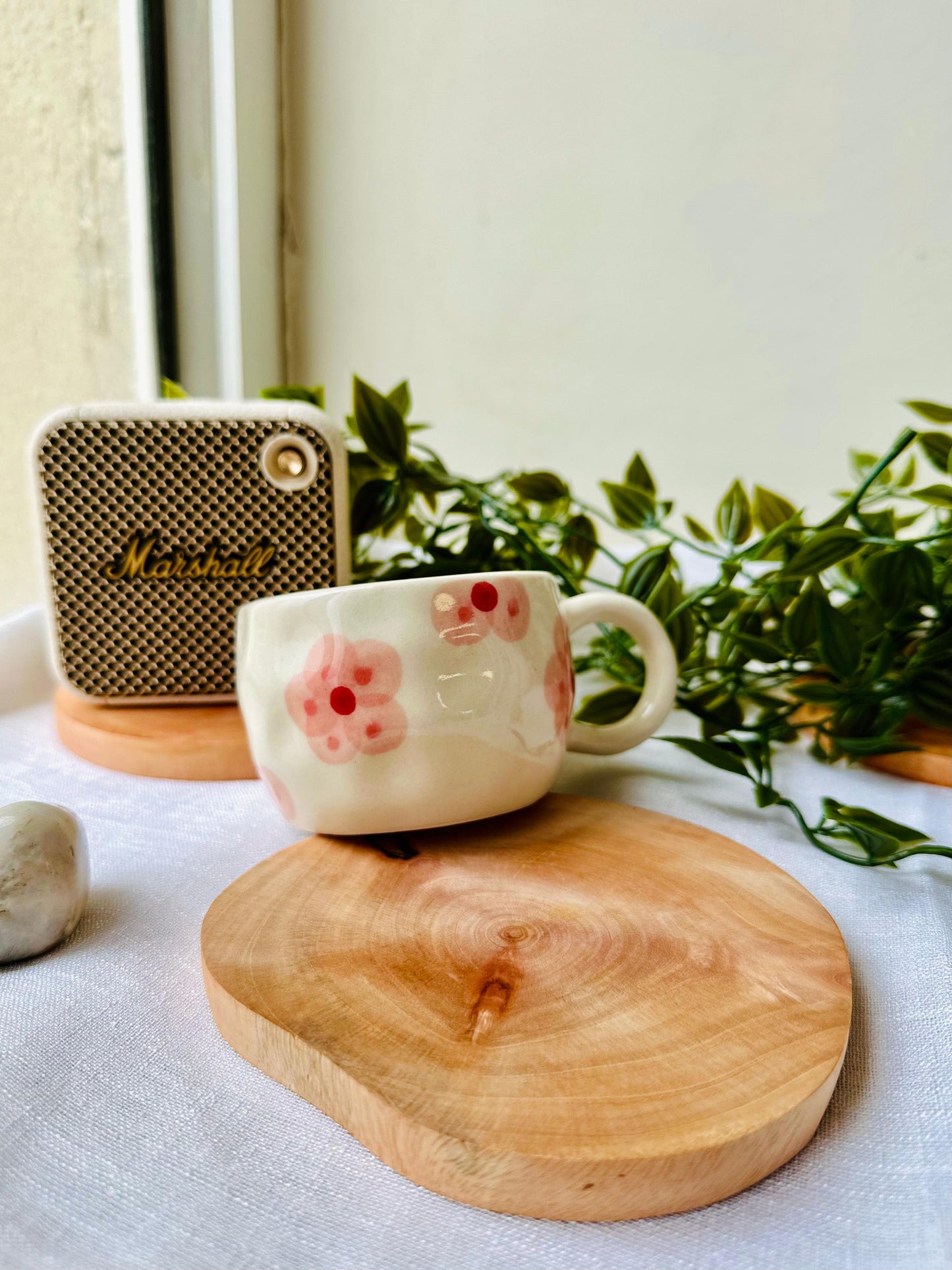 Hand-Painted Cherry Blossom Ceramic Cup