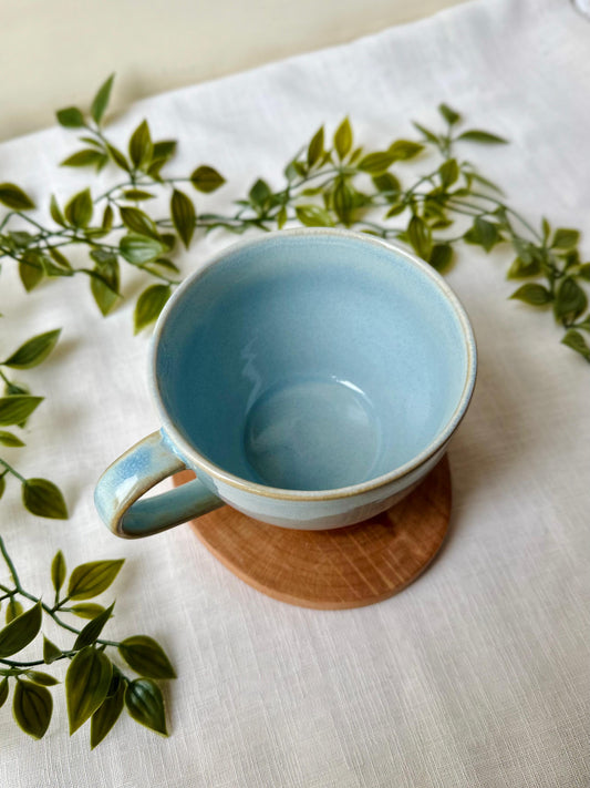 Artisan Porcelain Hug Mug in Serene Blue