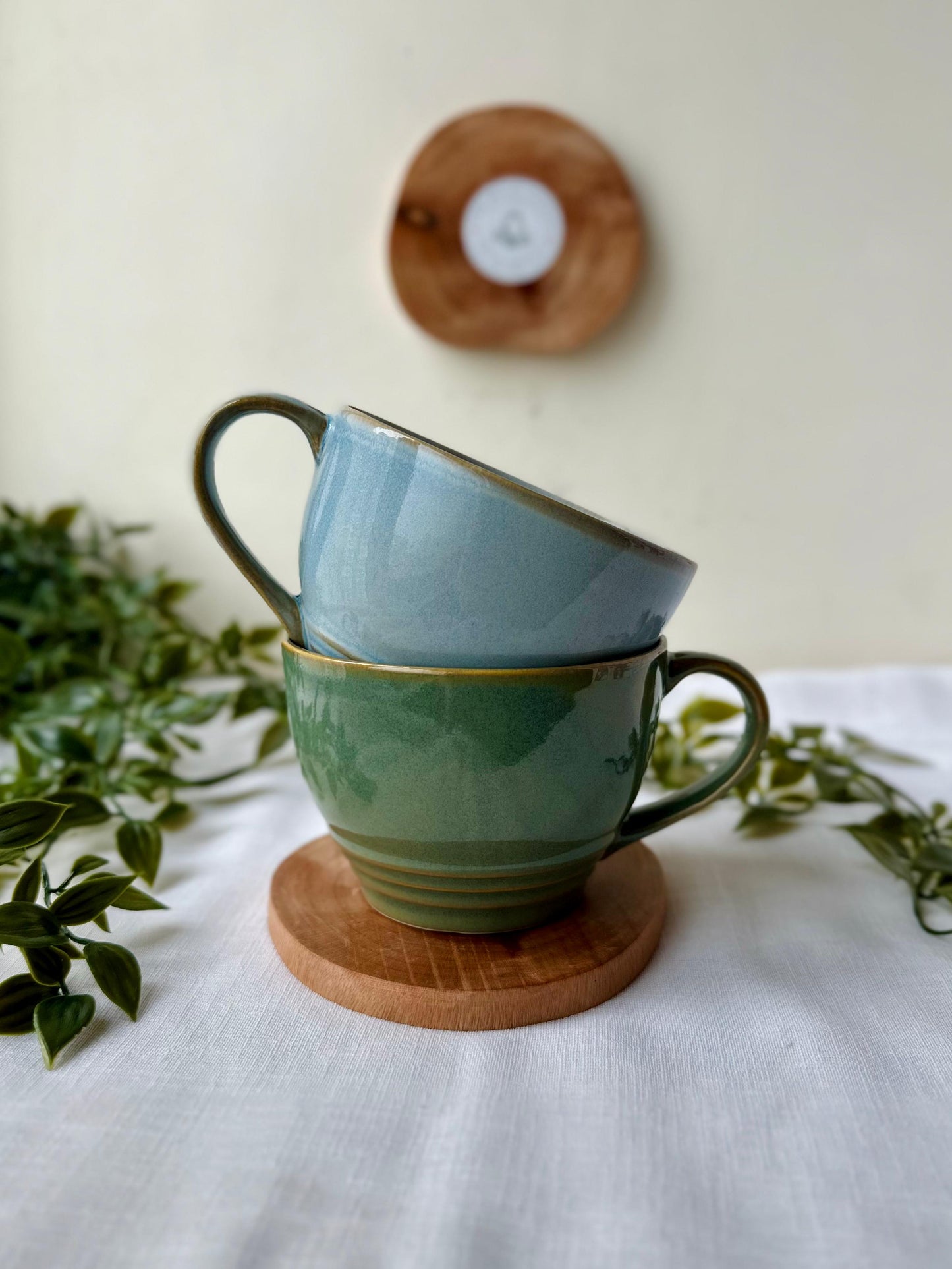 Artisan Porcelain Hug Mug in Serene Blue