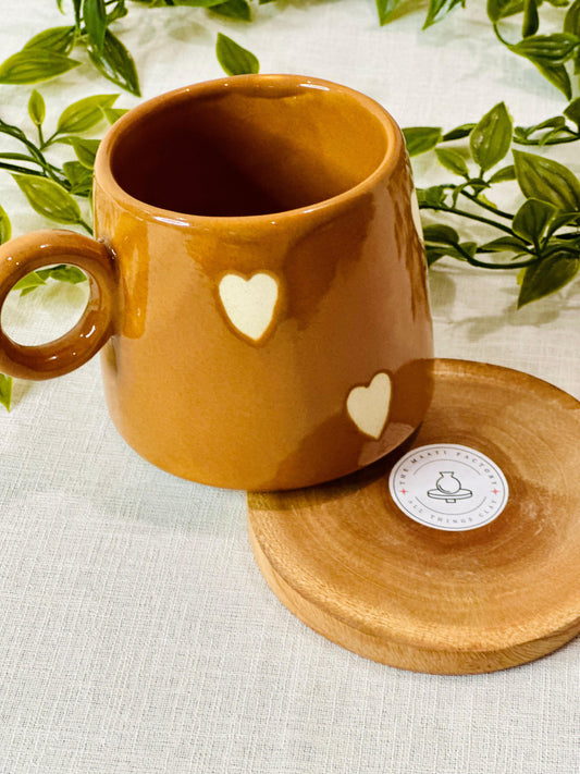 Brown Heart Ceramic Mug