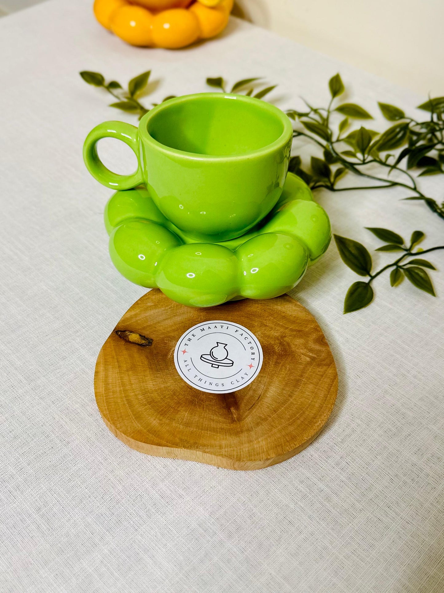 Ceramic Cup Set of 3 with Bubble Saucer Combo