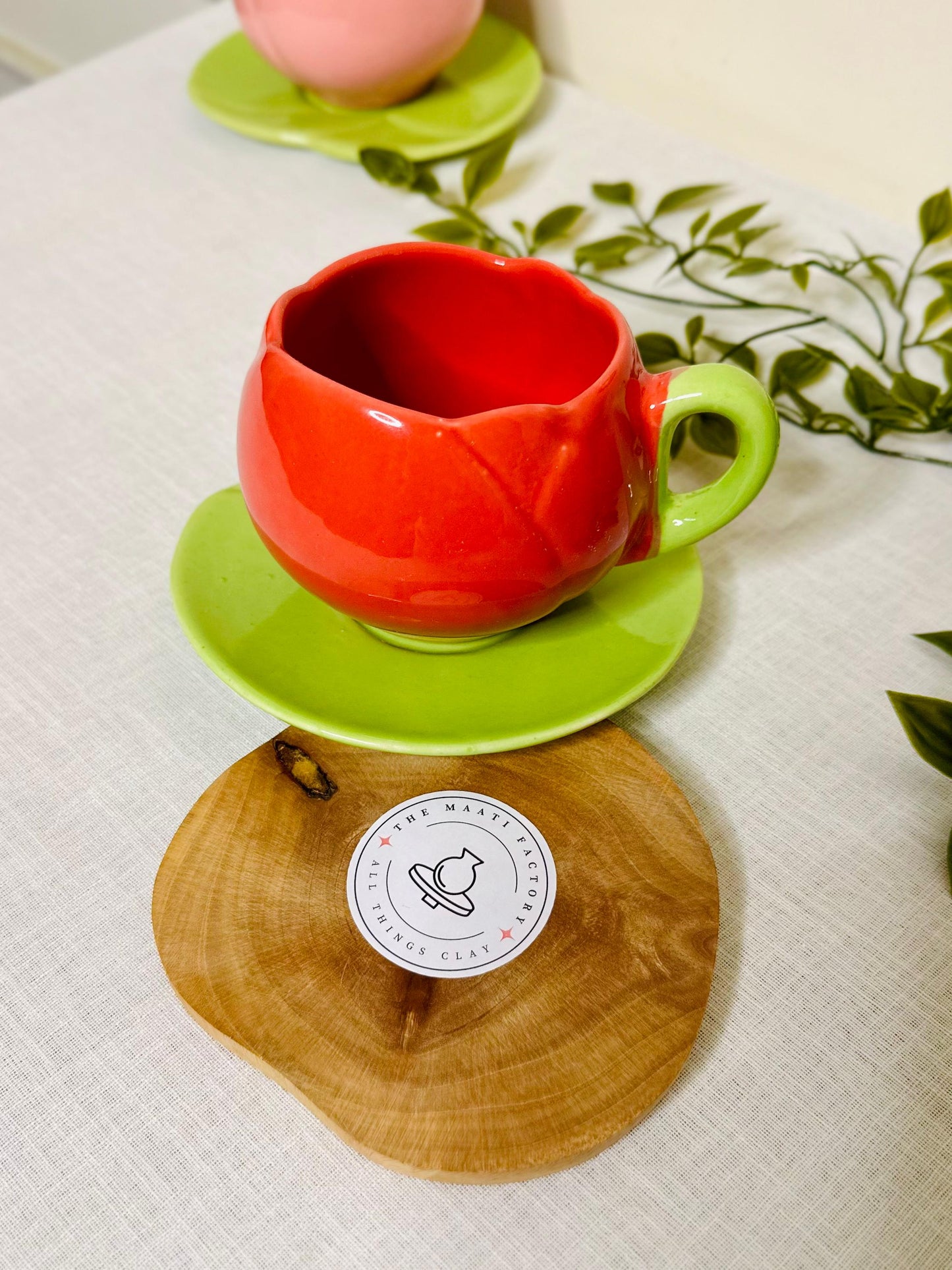 Tulip Mug with Saucer Set – Yellow