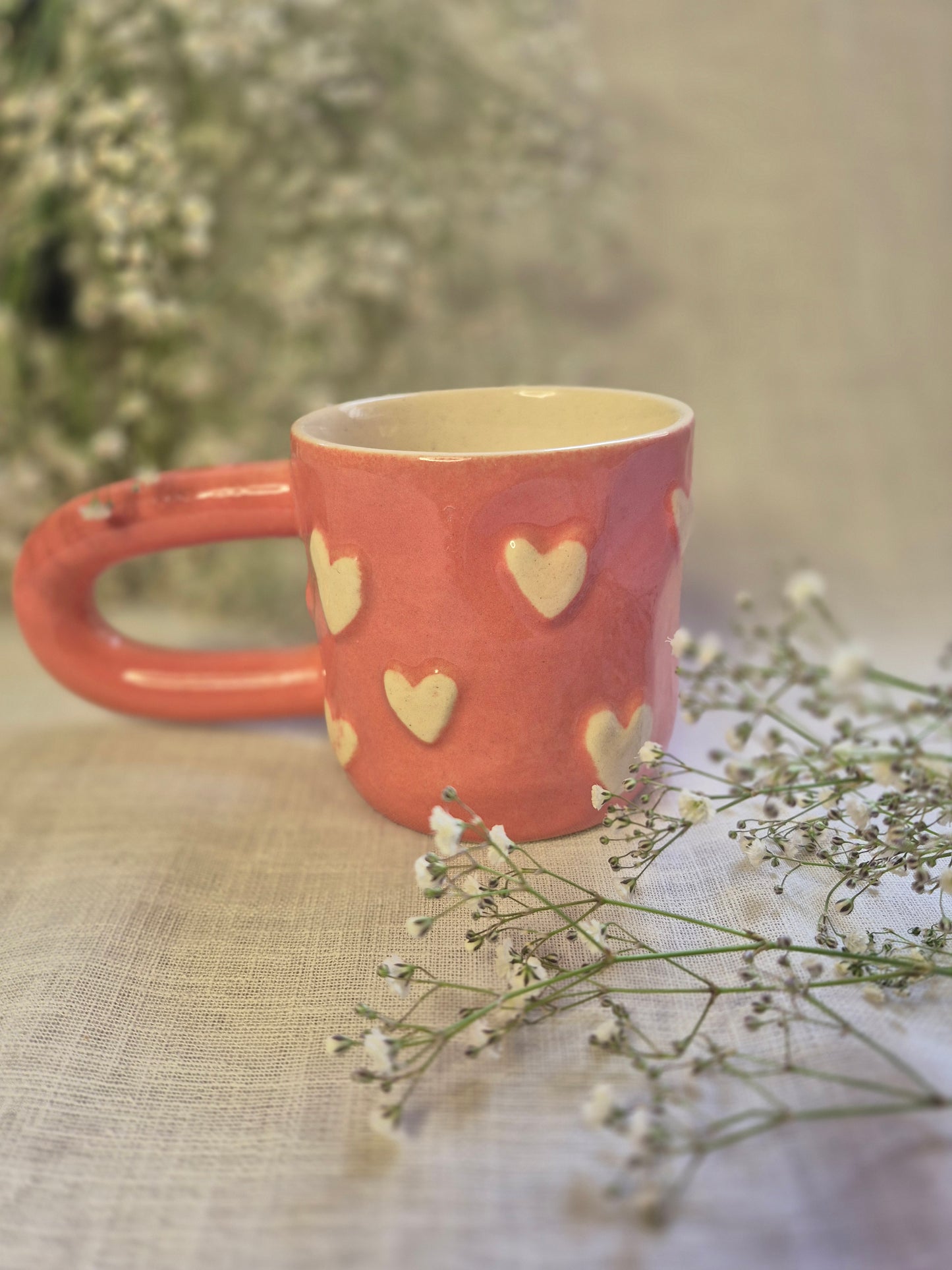 Long Handle Heart Mug – Handcrafted with Love
