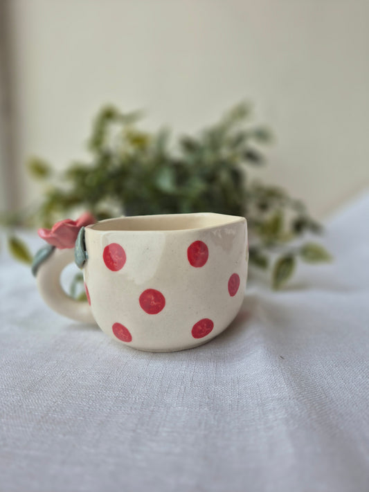 Rose Handle with Red Polka Dots