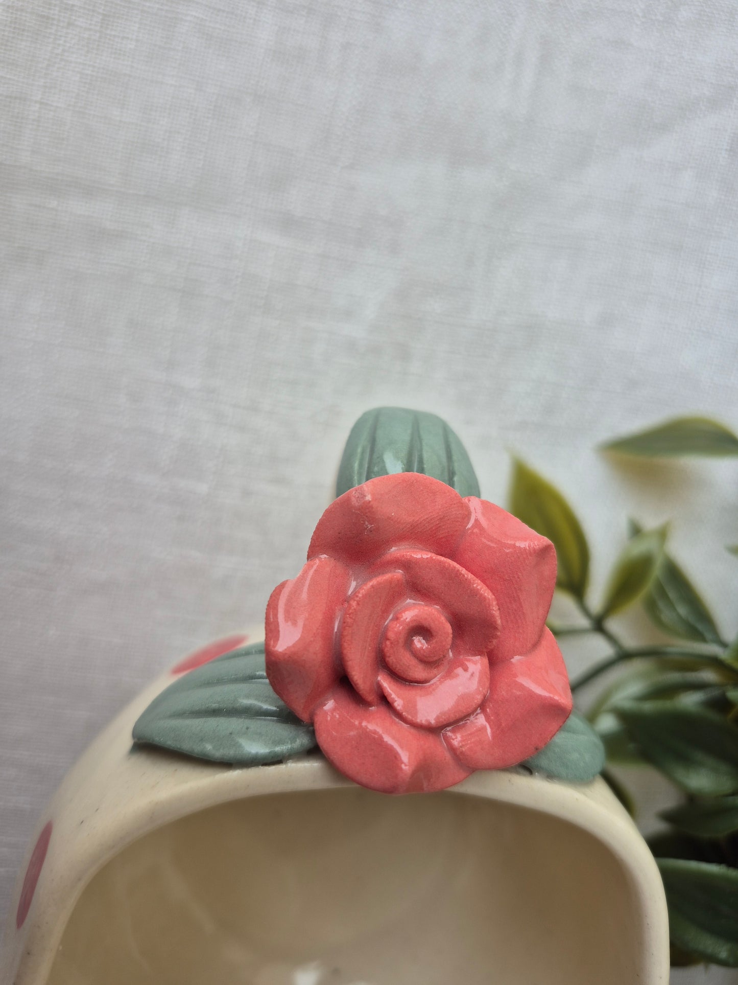 Rose Handle with Red Polka Dots