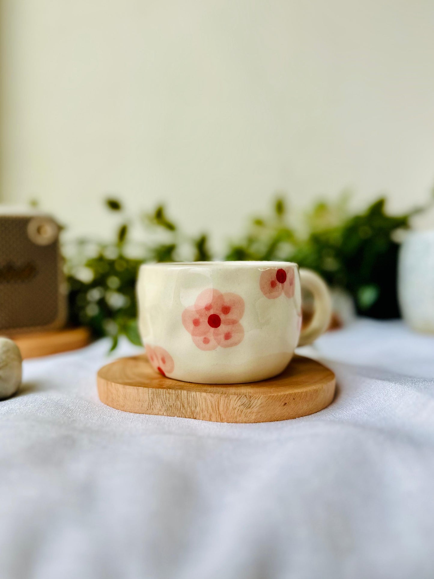 Hand-Painted Cherry Blossom Ceramic Cup