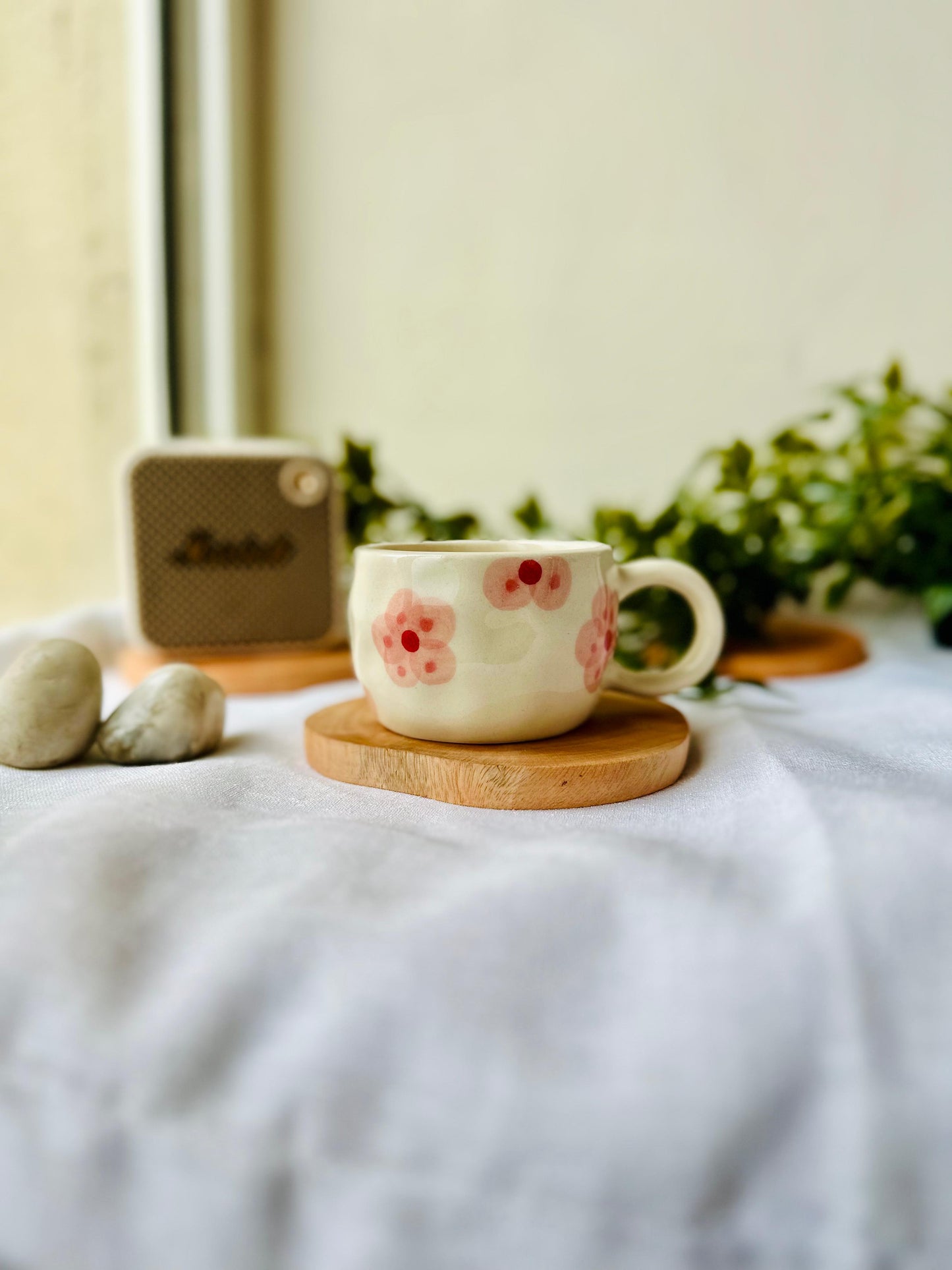 Hand-Painted Cherry Blossom Ceramic Cup