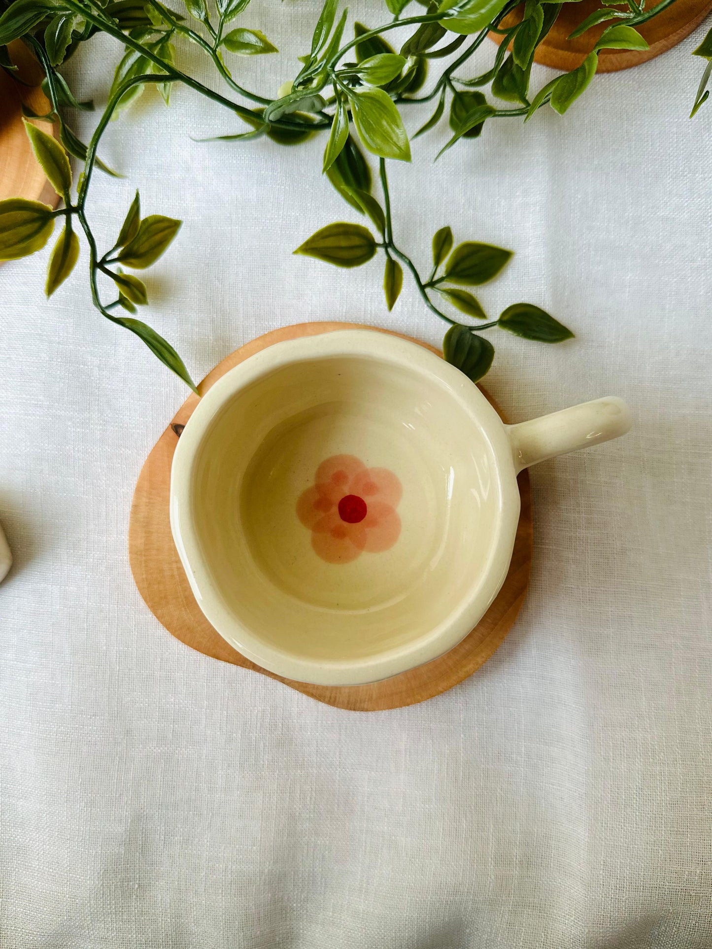 Hand-Painted Cherry Blossom Ceramic Cup