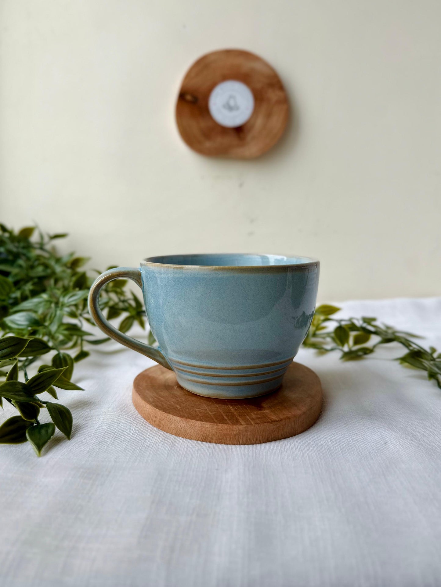 Artisan Porcelain Hug Mug in Serene Blue