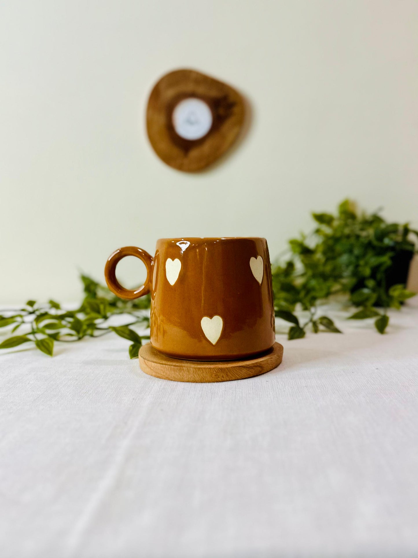 Brown Heart Ceramic Mug
