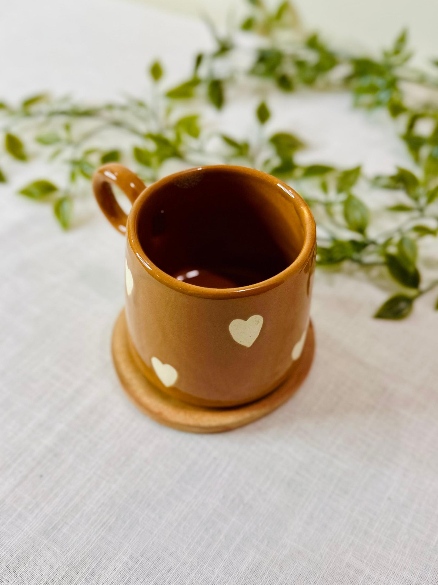 Brown Heart Ceramic Mug