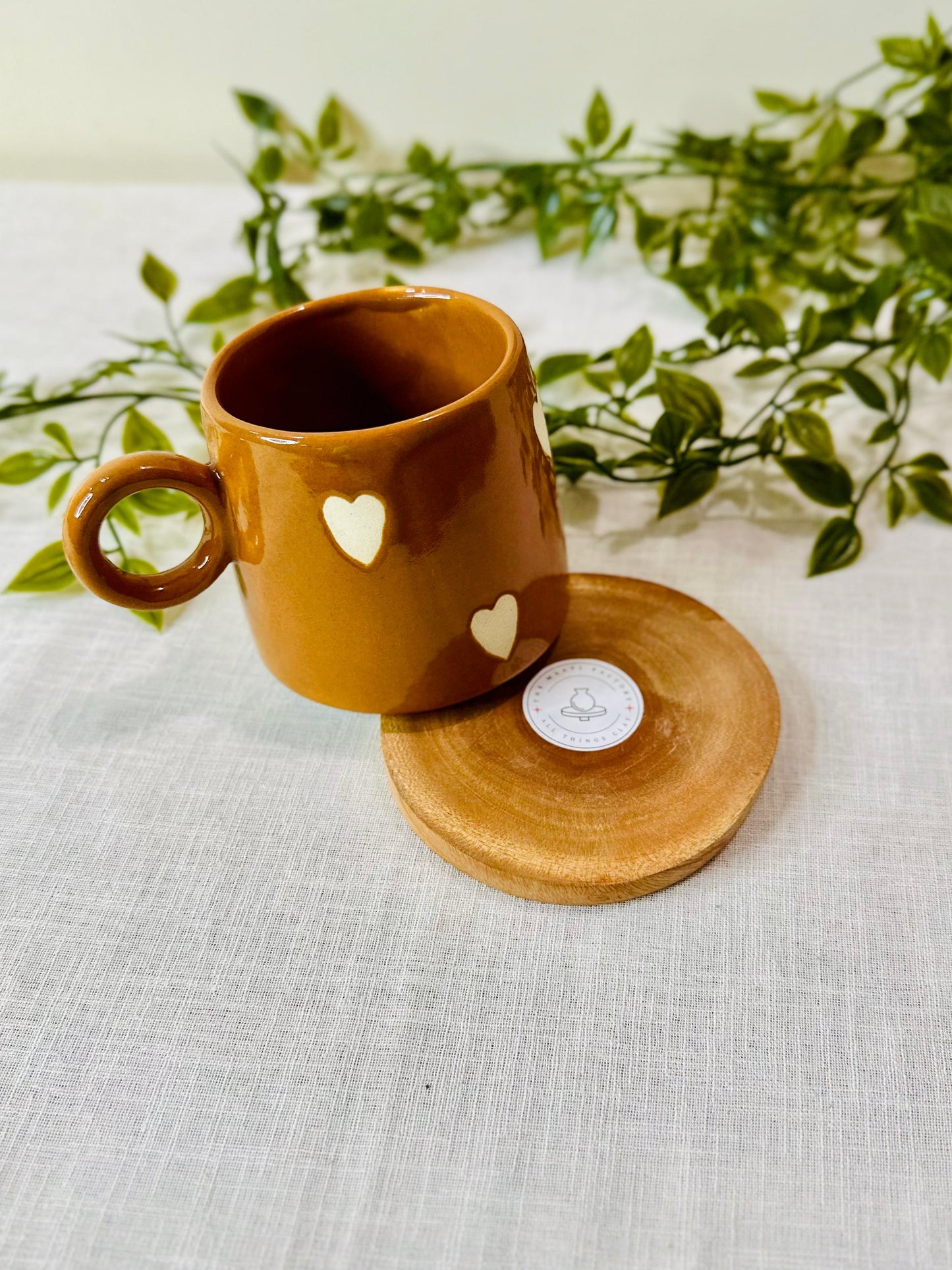 Brown Heart Ceramic Mug