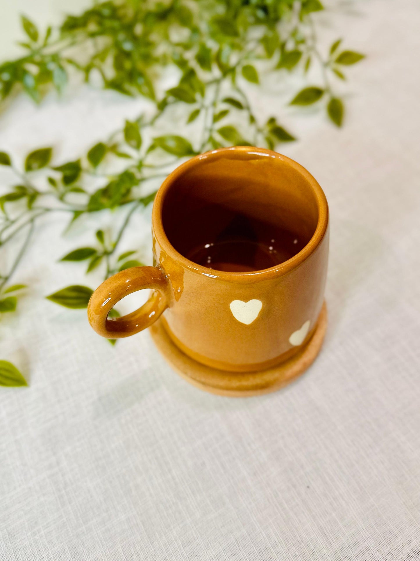 Brown Heart Ceramic Mug