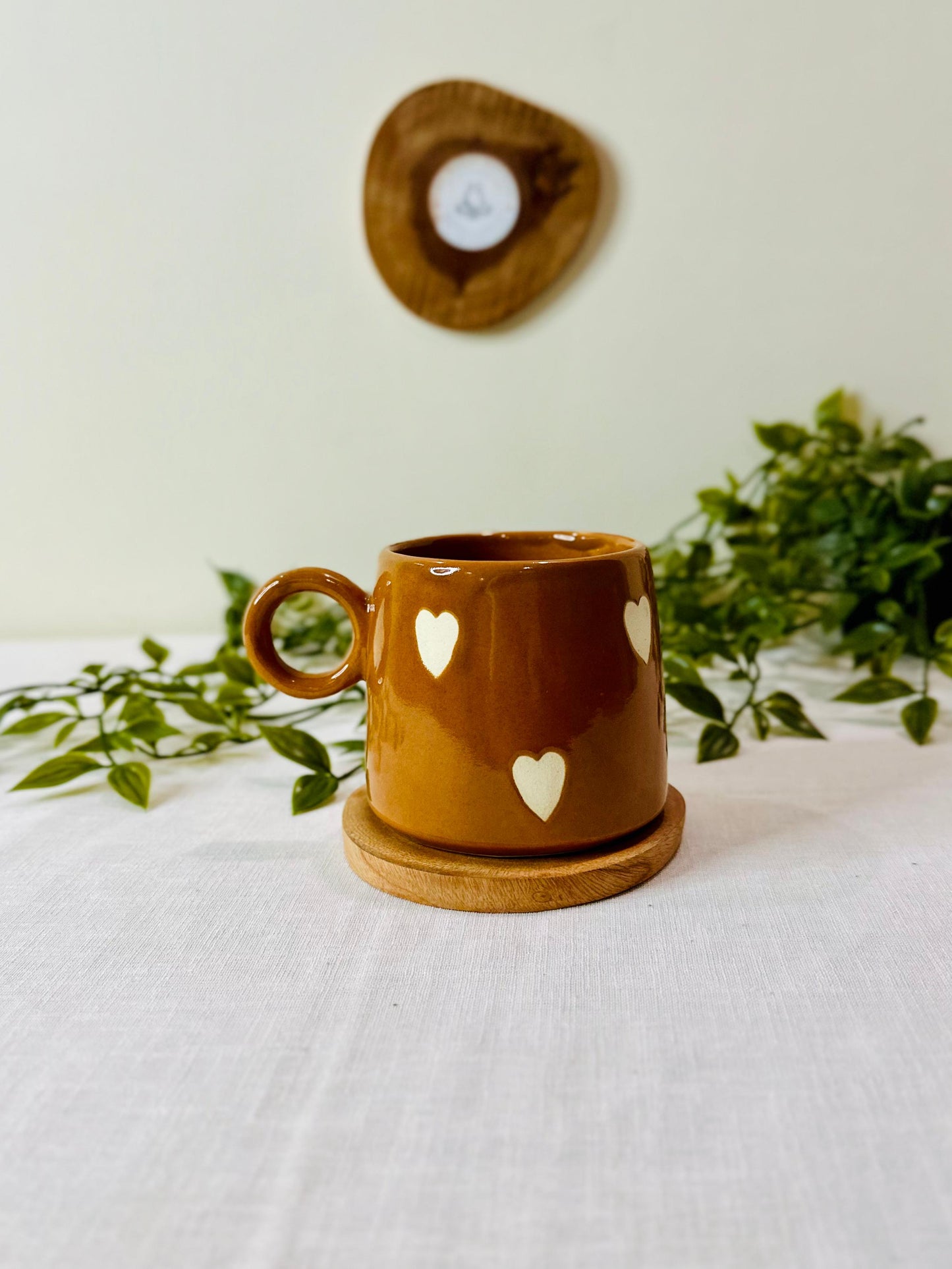 Brown Heart Ceramic Mug