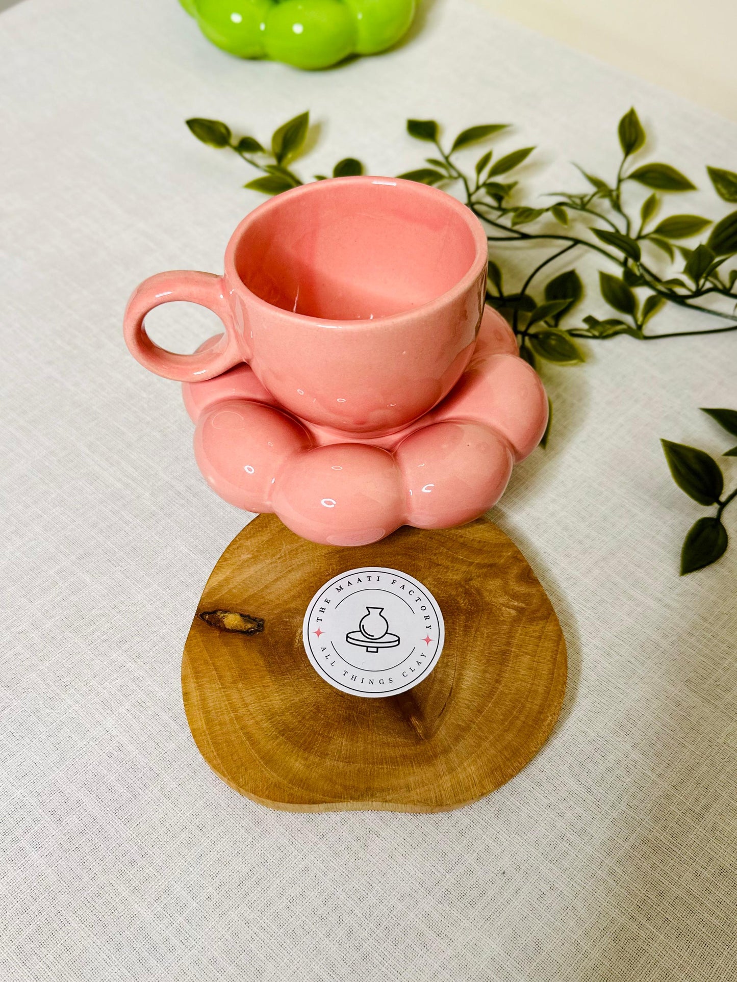 Ceramic Cup Set of 3 with Bubble Saucer Combo