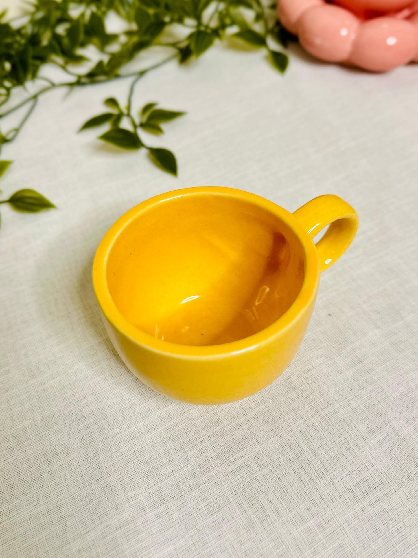 Pink Ceramic Cup with Bubble Saucer