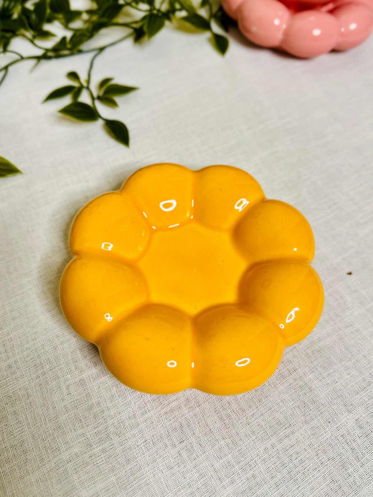 Pink Ceramic Cup with Bubble Saucer