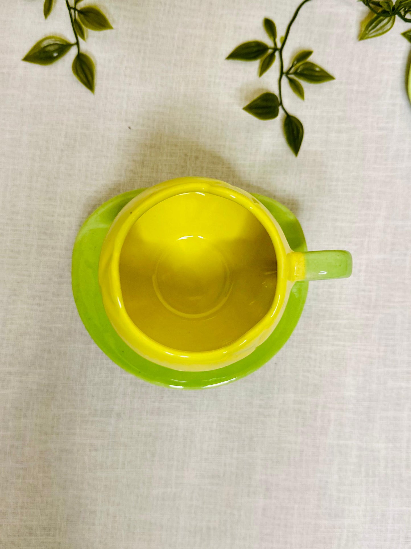 Tulip Mug with Saucer Set – Yellow