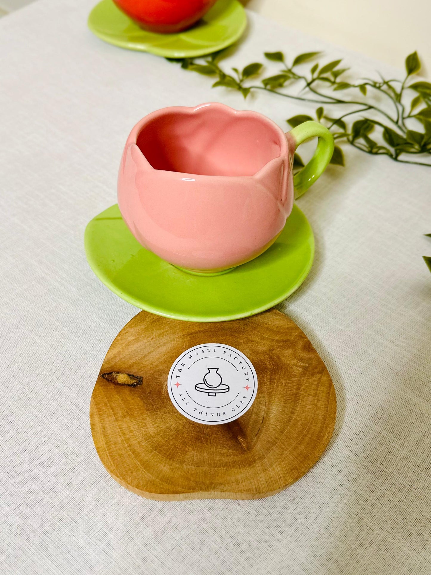 Tulip Mug with Saucer Set – Yellow