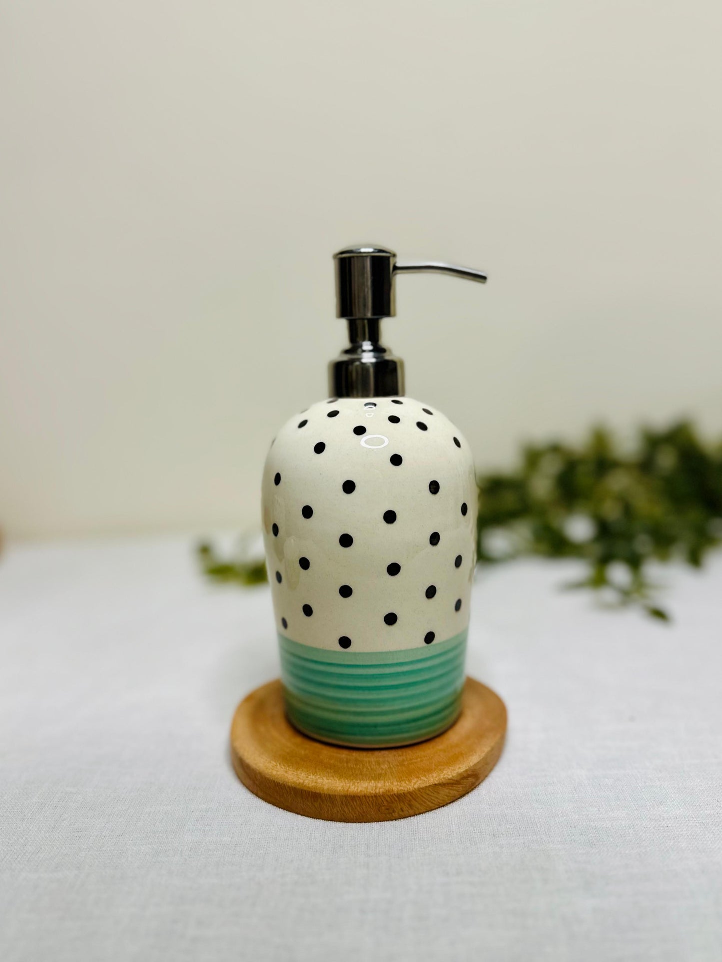 Retro Polka Dot & Teal 3-Piece Ceramic Bathroom Set