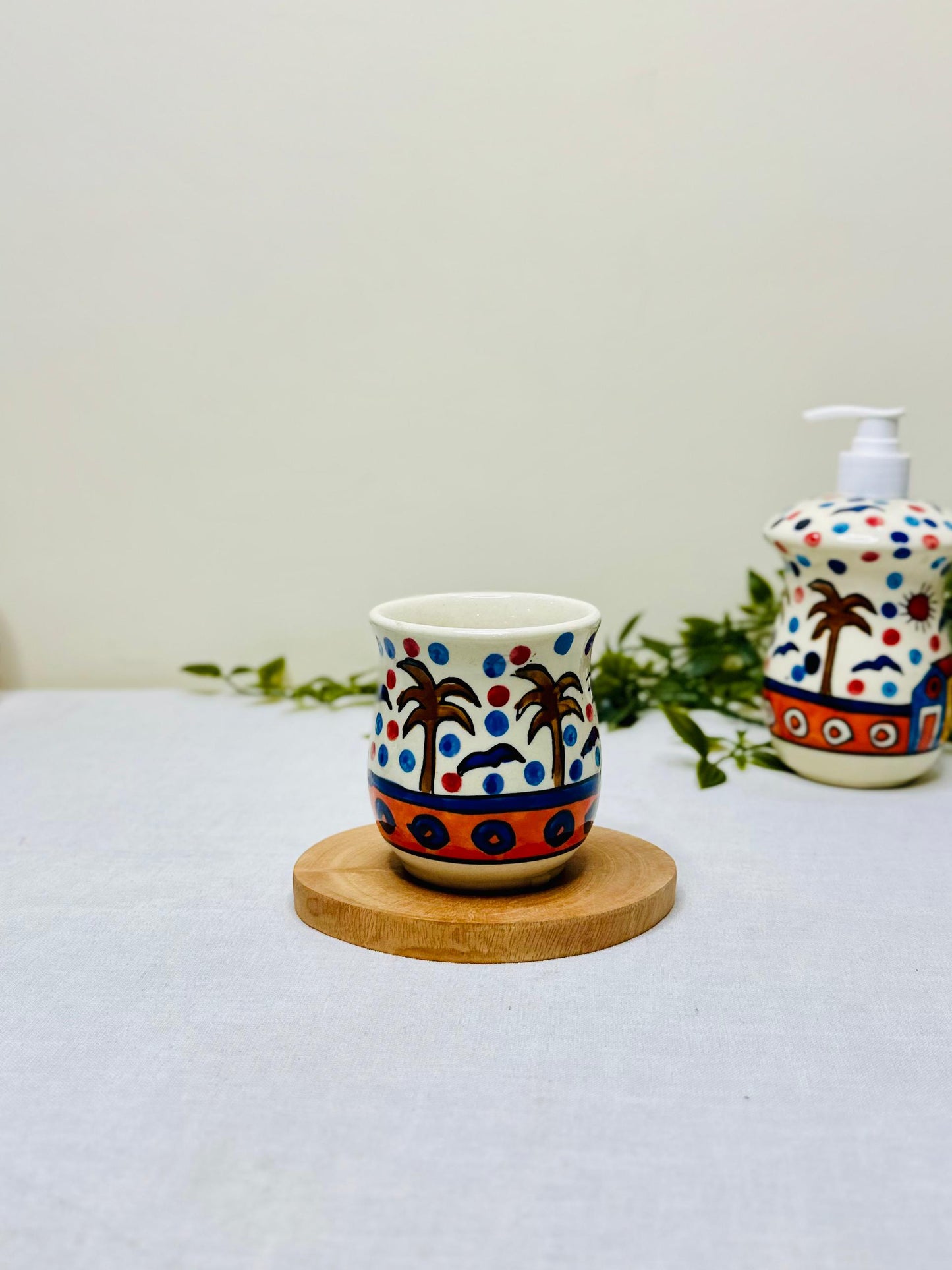 Hand-Painted Ceramic Bathroom Set (4-Piece)