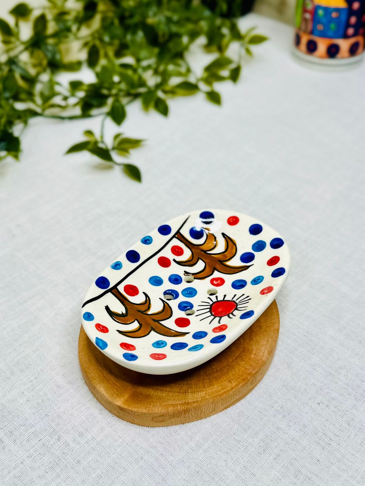 Hand-Painted Ceramic Bathroom Set (4-Piece)