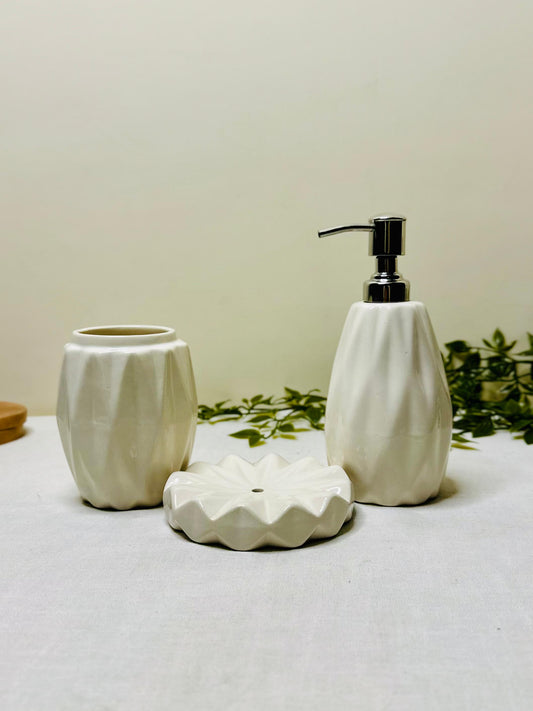 Modern Geometric 3-Piece Ceramic Bathroom Set