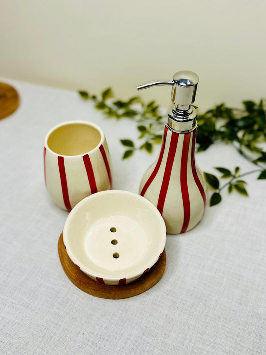 Bold Stripe 3-Piece Ceramic Bathroom Set