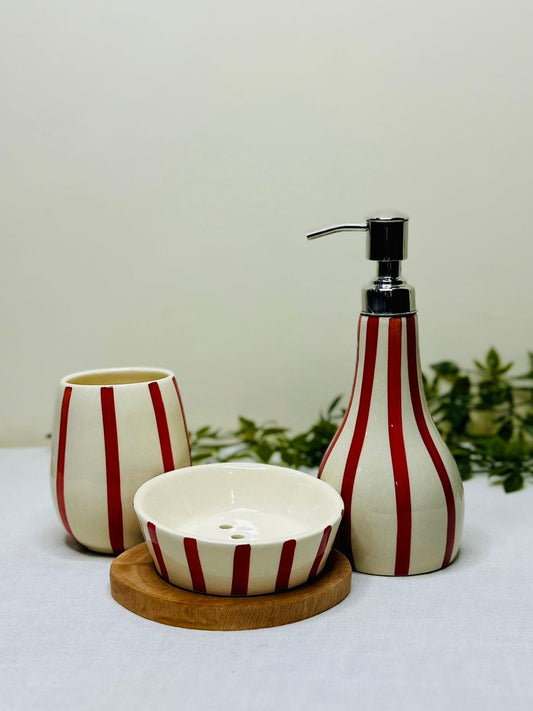Bold Stripe 3-Piece Ceramic Bathroom Set