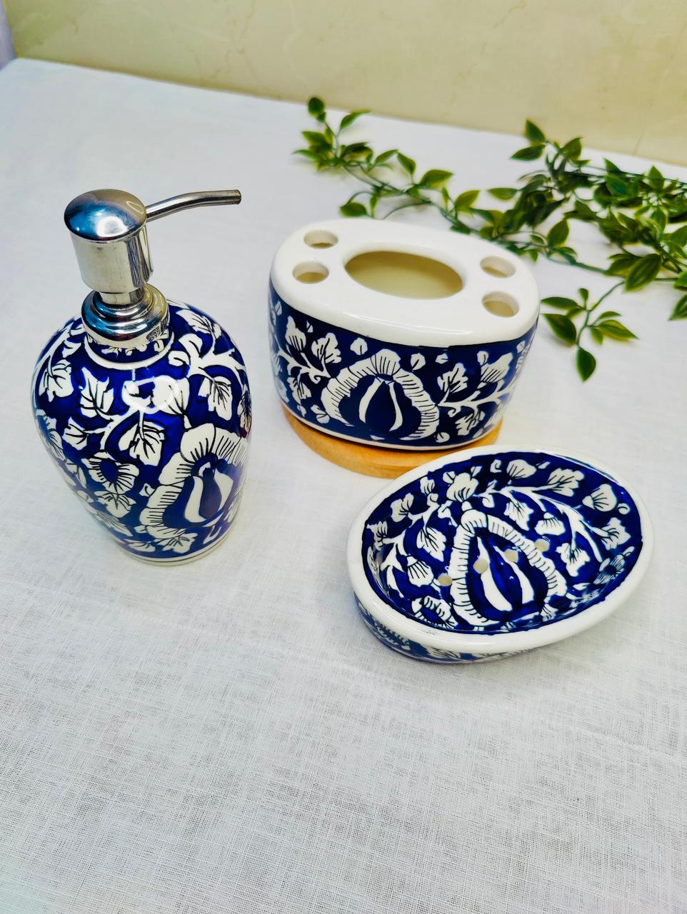 3-Piece Hand-Painted Ceramic Bathroom Set